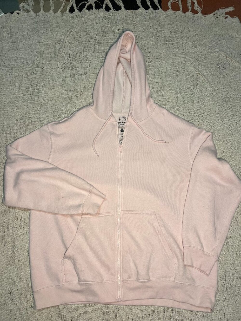 Hello Kitty Sanrio Women's 2X Pink Zip Up Hoodie Hybrid Apparel Graphic Back
